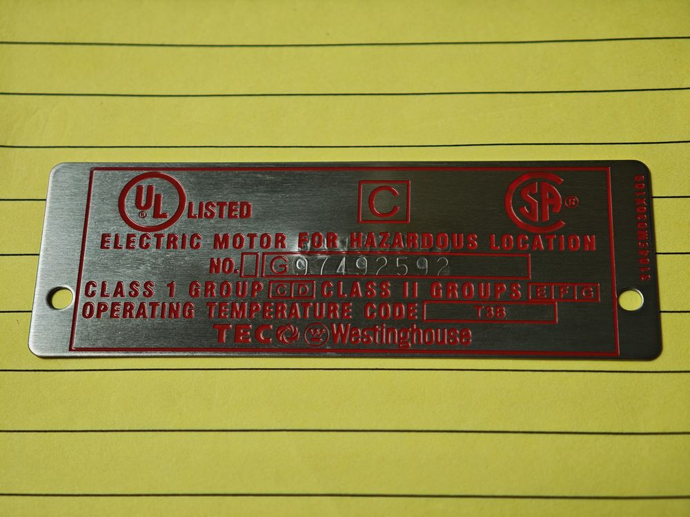 Stainless steel nameplate